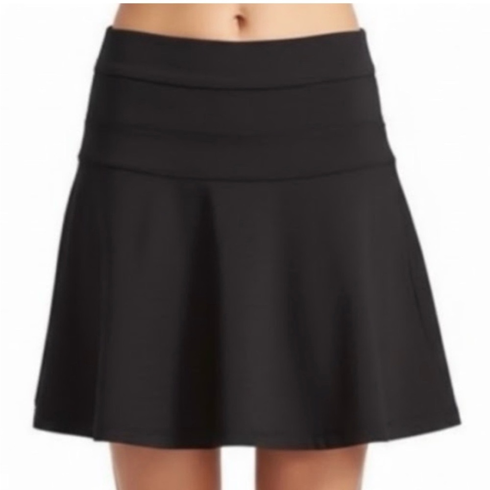 Athleta Black Twill Skirt with Wide Waistband heathered black